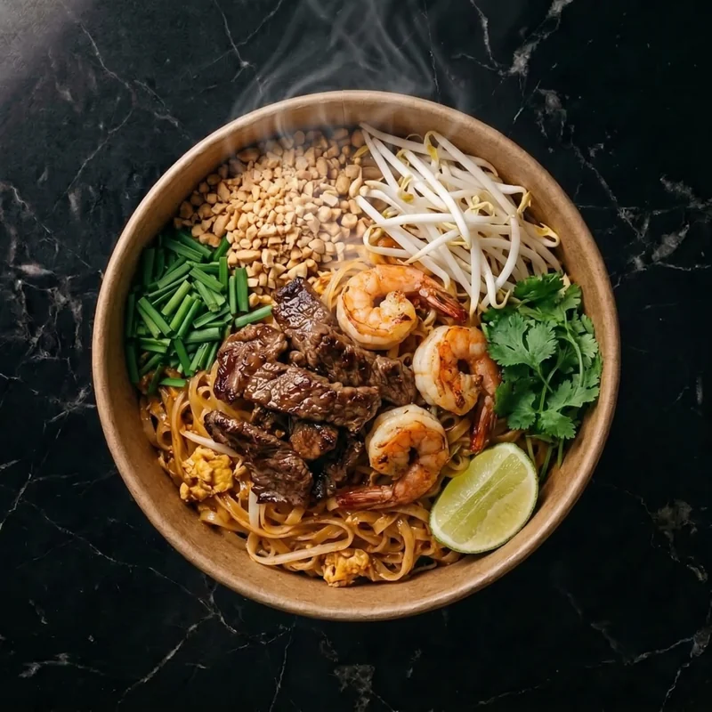 Pad Thai Spécial Bœuf & Crevette